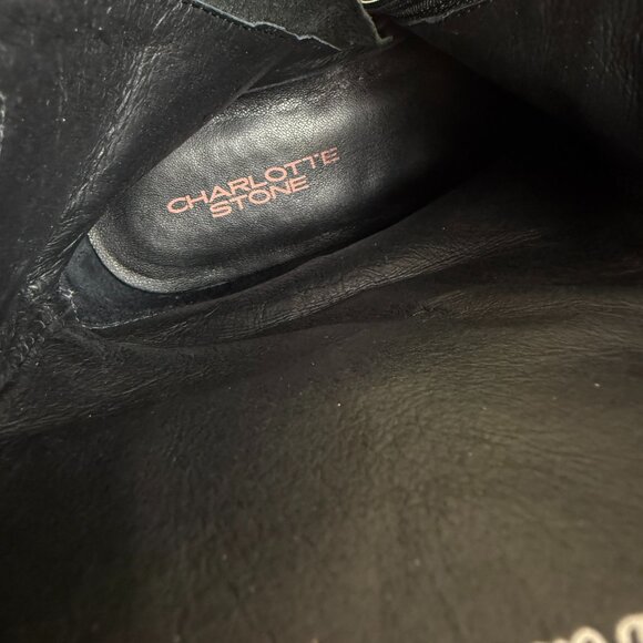 RARE NEW Charlotte Stone Isla Black Snakeskin Print Leather Clog Boots - Picture 9 of 13